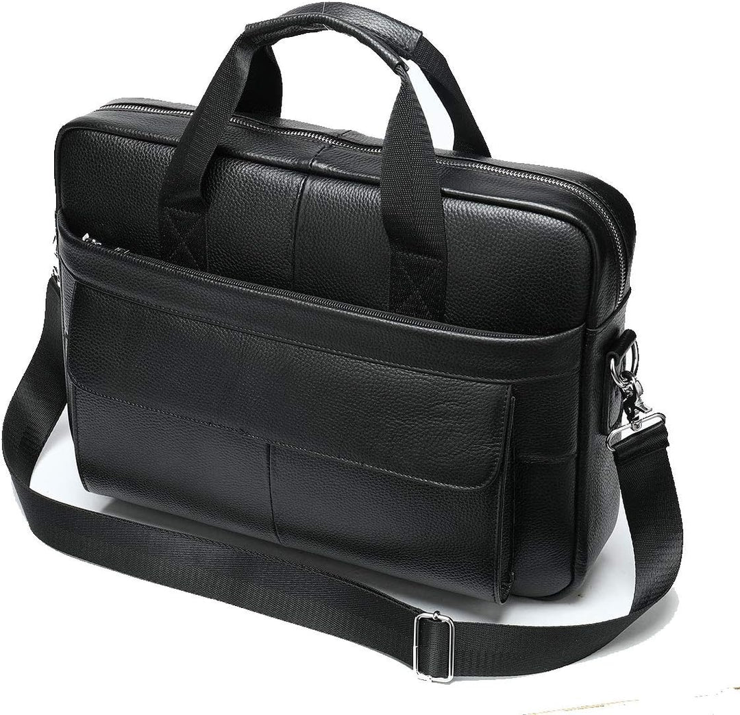Premium okselæder 15” business-aktetaske med organizer-lommer
