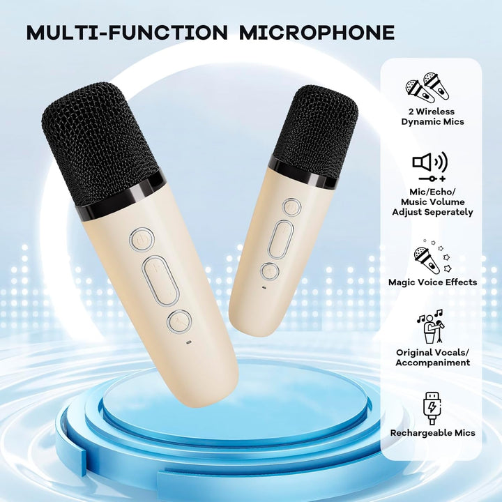 Portable Mini Karaoke Machine with Bluetooth Speaker and 2 Wireless Microphones – Veylo