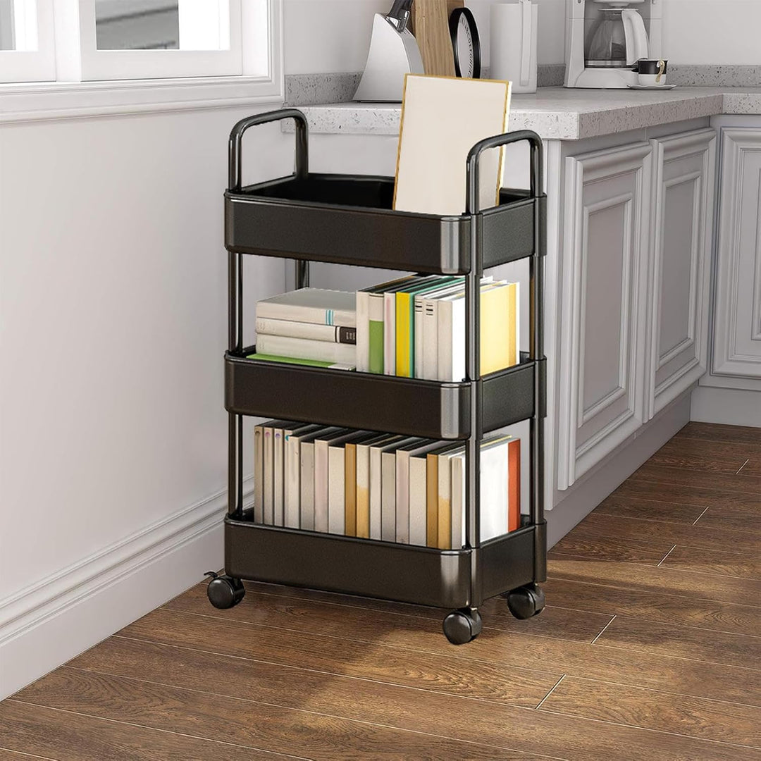 Rolling serving cart with wheels and handle – Veyora