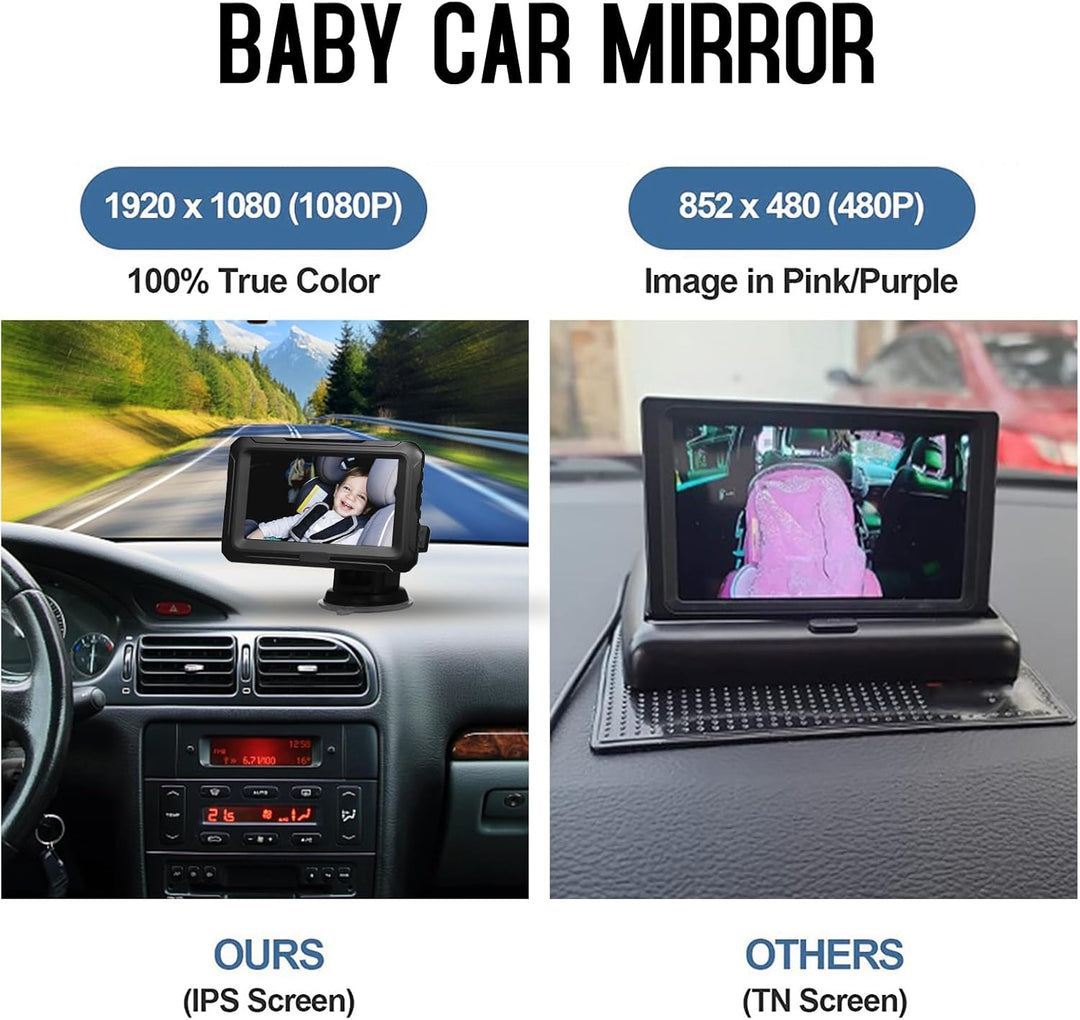 Babyspejl med 1080P kamera og 4,3'' skærm – Solvian
