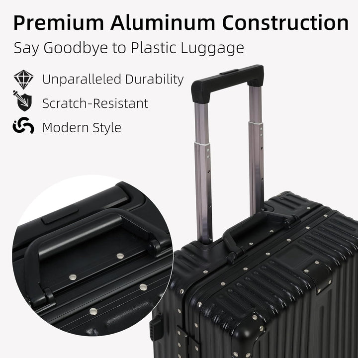 Aluminum Frame Carry-On Luggage with TSA Lock and Quiet Wheels