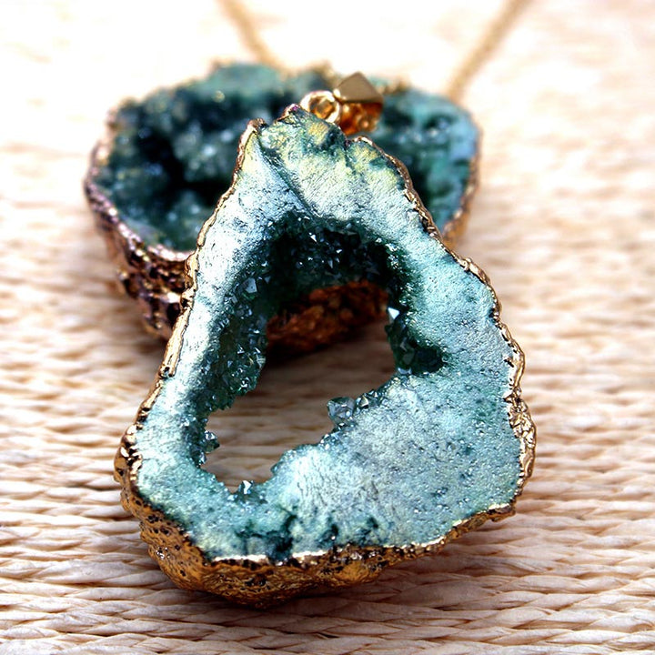 Naturlig krystall-geode anheng – Gaia