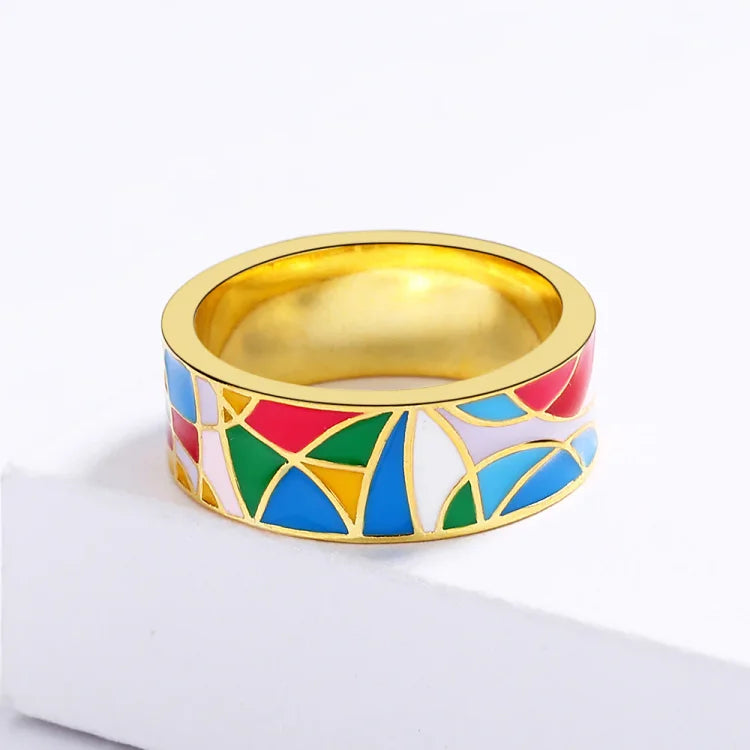 Klassisk emalje-zirkonia-ring – Nadia