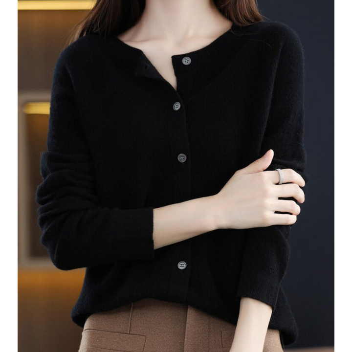 Dame Rundhals-Cardigan – Amalia Herbstzauber
