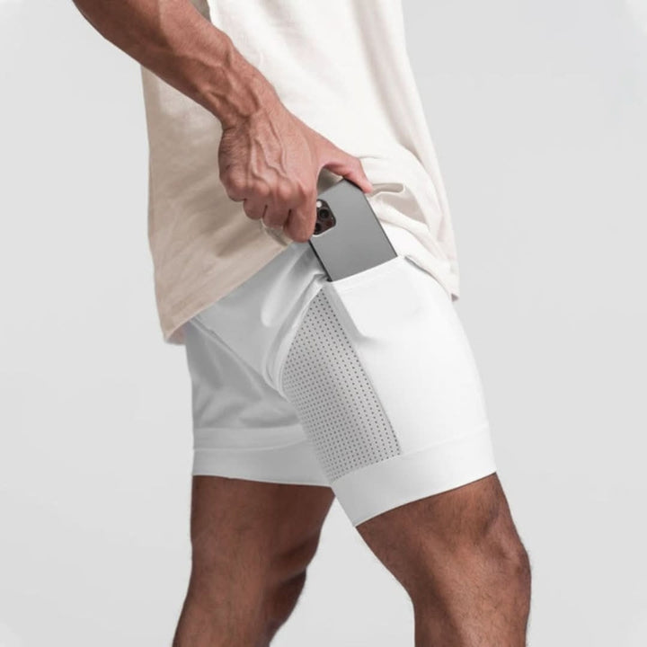 2-i-1 herre sportsshorts åndbare med indershorts træning - Noah