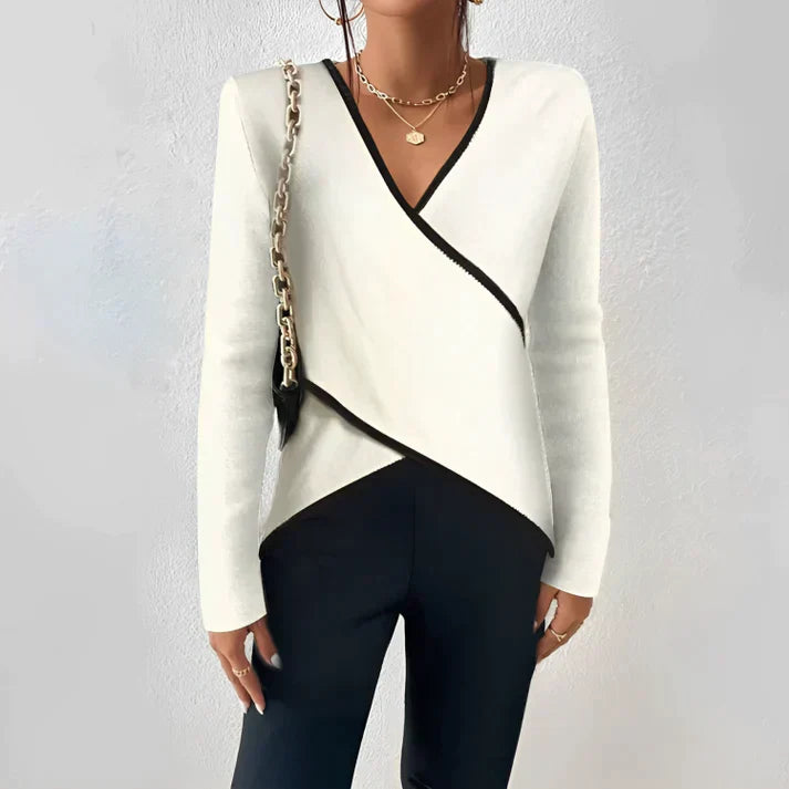Stylish Women's Shirt with V-Neck - Mara