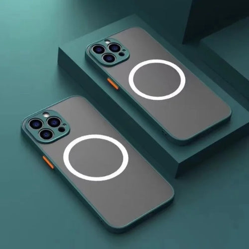 Mattes magnetisk mobilcover med Magsafe og faldbeskyttelse – 1+1 GRATIS