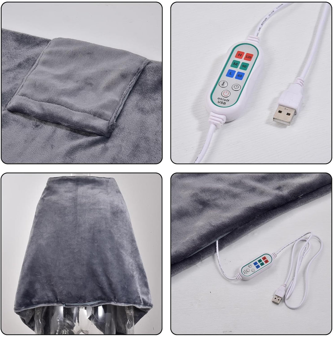 USB Heated Scarf – Portable Electric Wrap with 3 Heat Settings and Overheat Protection – Venora