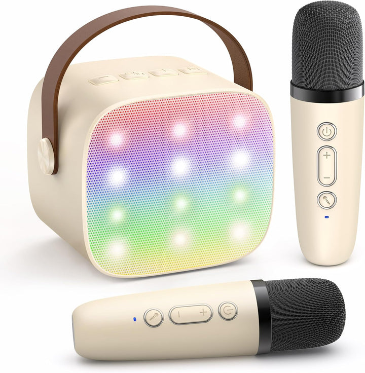 Portable Mini Karaoke Machine with Bluetooth Speaker and 2 Wireless Microphones – Veylo