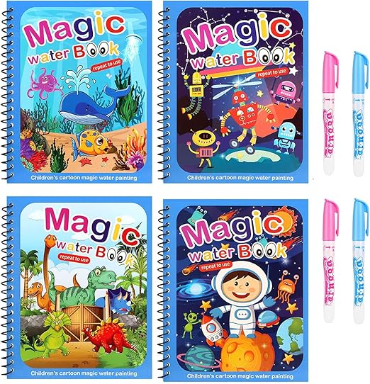 Set von 4 Wiederverwendbaren Wasserfarbenbüchern – AquaColor Bücher