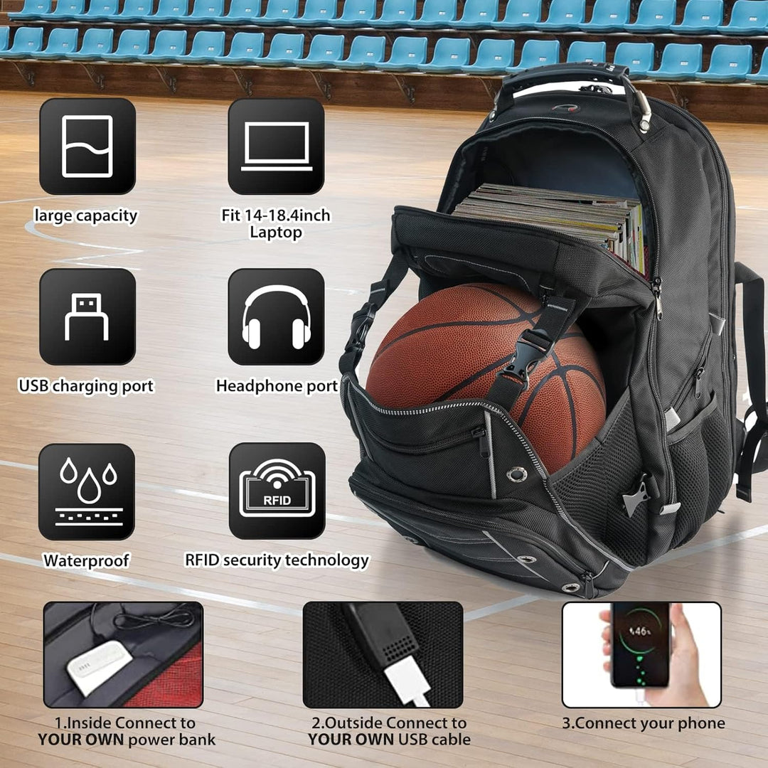 55L Extra-Large Travel Laptop Backpack with USB Charging Function and RFID Protection