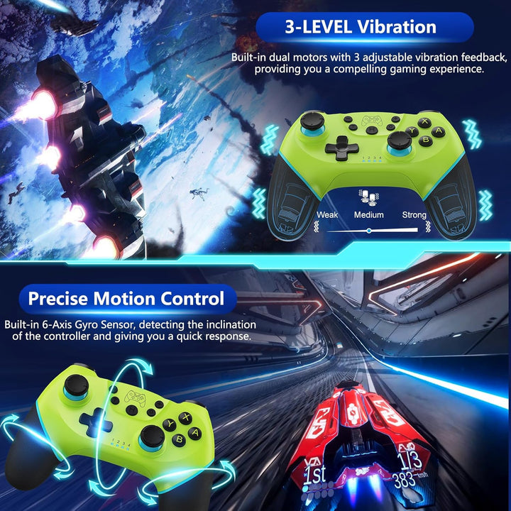 Wireless Switch Controller with Hall Effect Joysticks and Turbo Function – Nexora