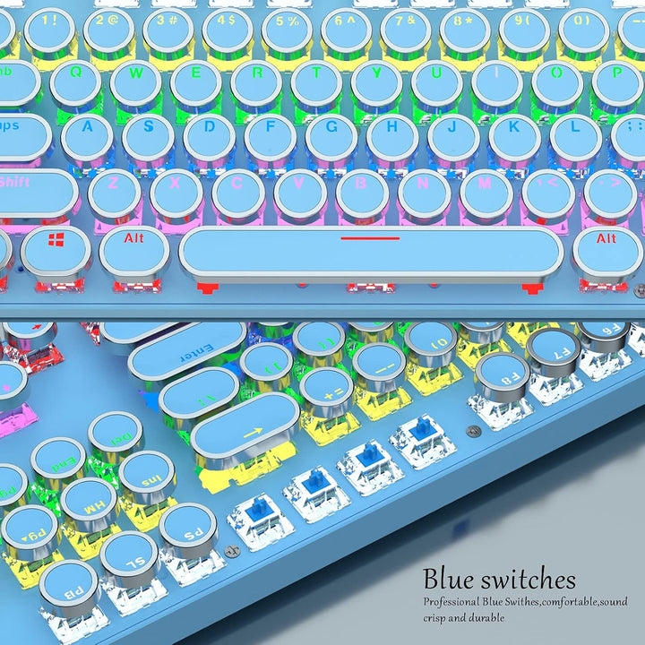 Teclado mecánico para juegos de 87 teclas con retroiluminación RGB y interruptores azules