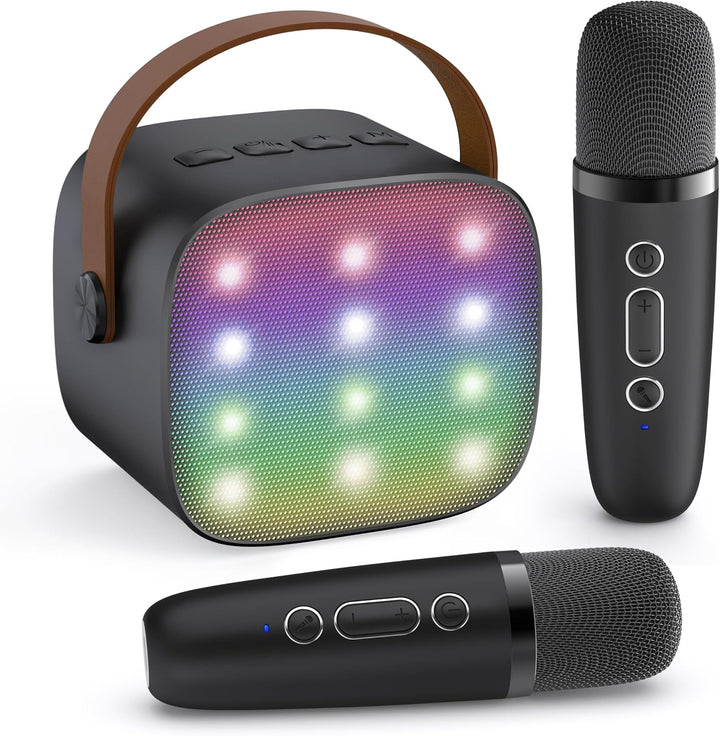 Portable Mini Karaoke Machine with Bluetooth Speaker and 2 Wireless Microphones – Veylo