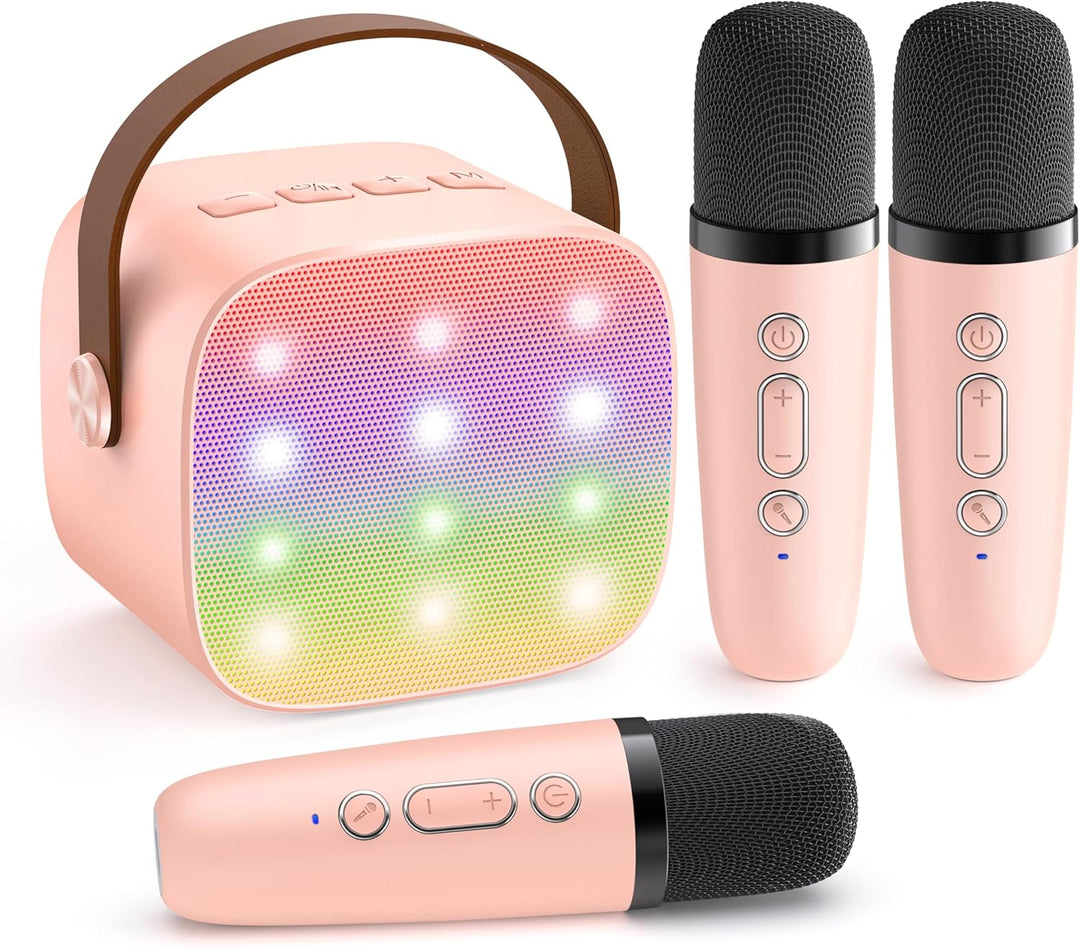 Portable Mini Karaoke Machine with Bluetooth Speaker and 2 Wireless Microphones – Veylo