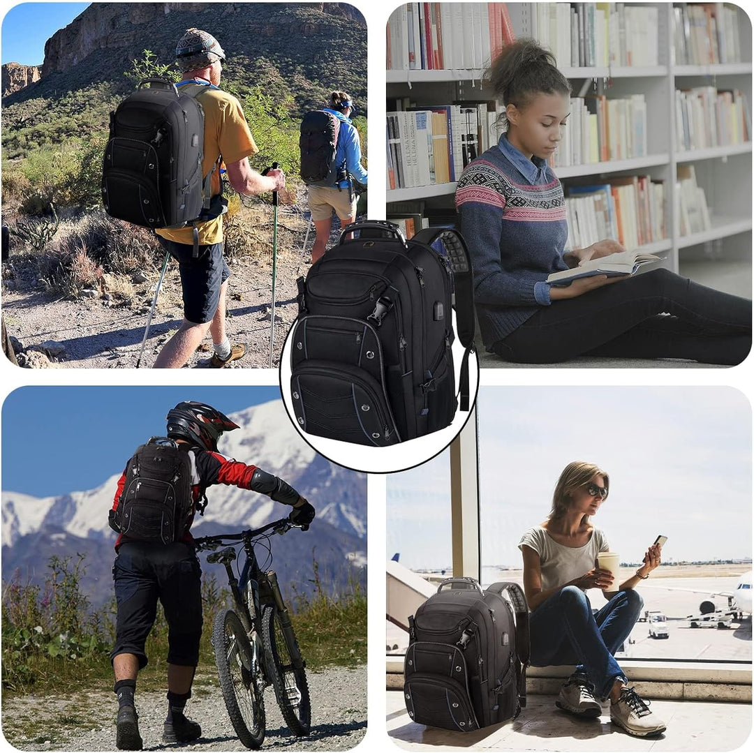 55L Extra-Large Travel Laptop Backpack with USB Charging Function and RFID Protection