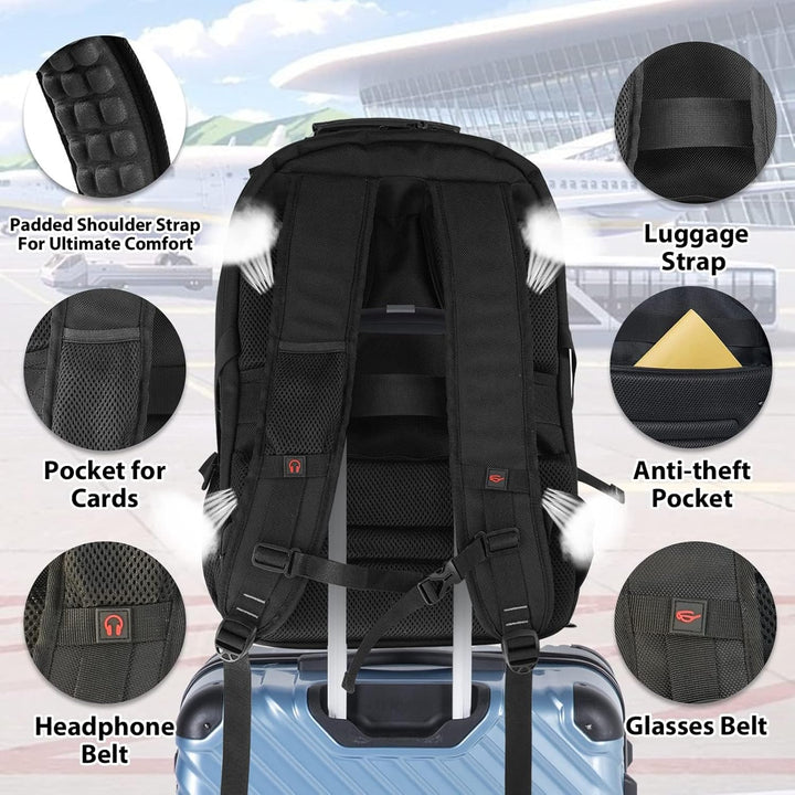 55L Extra-Large Travel Laptop Backpack with USB Charging Function and RFID Protection