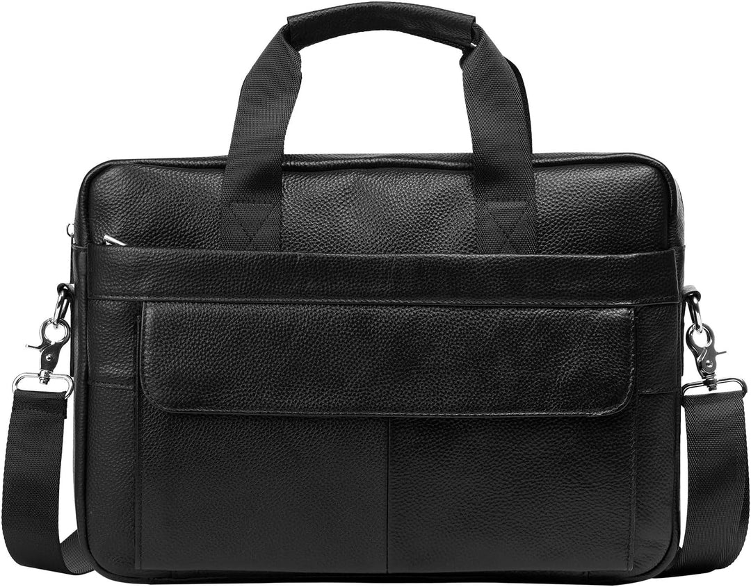 Premium okselæder 15” business-aktetaske med organizer-lommer