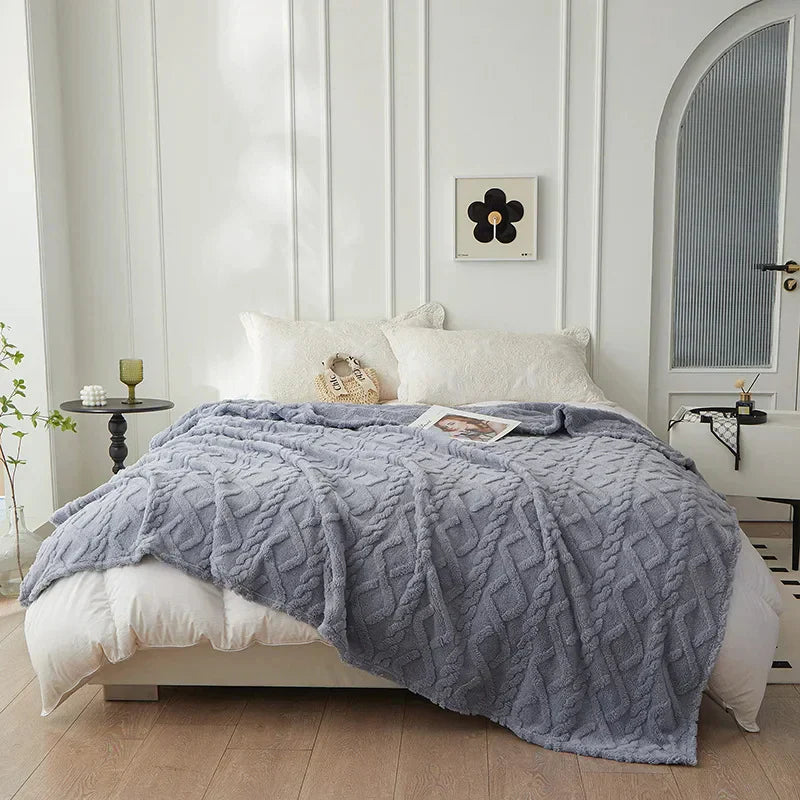 To-sidet tyk lammeuldtæppe - CozyLuxe