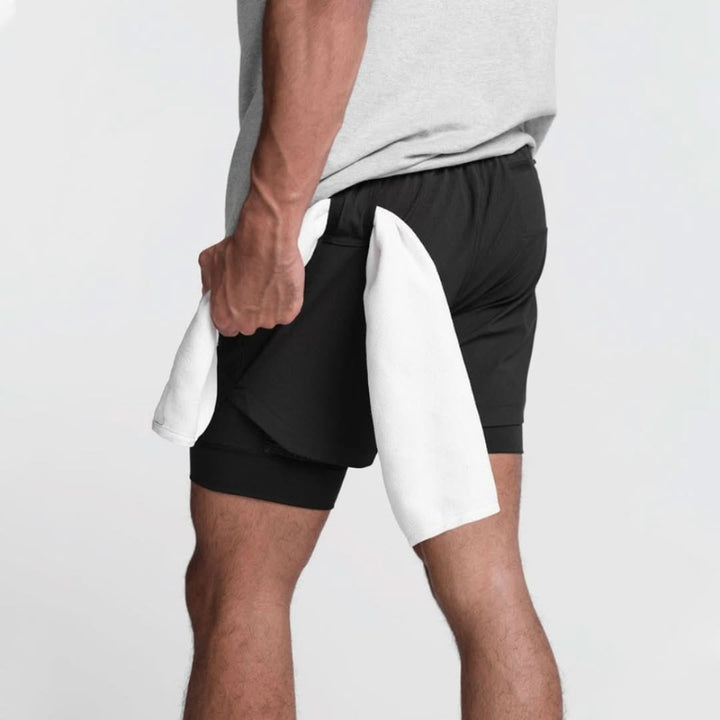 2-i-1 herre sportsshorts åndbare med indershorts træning - Noah