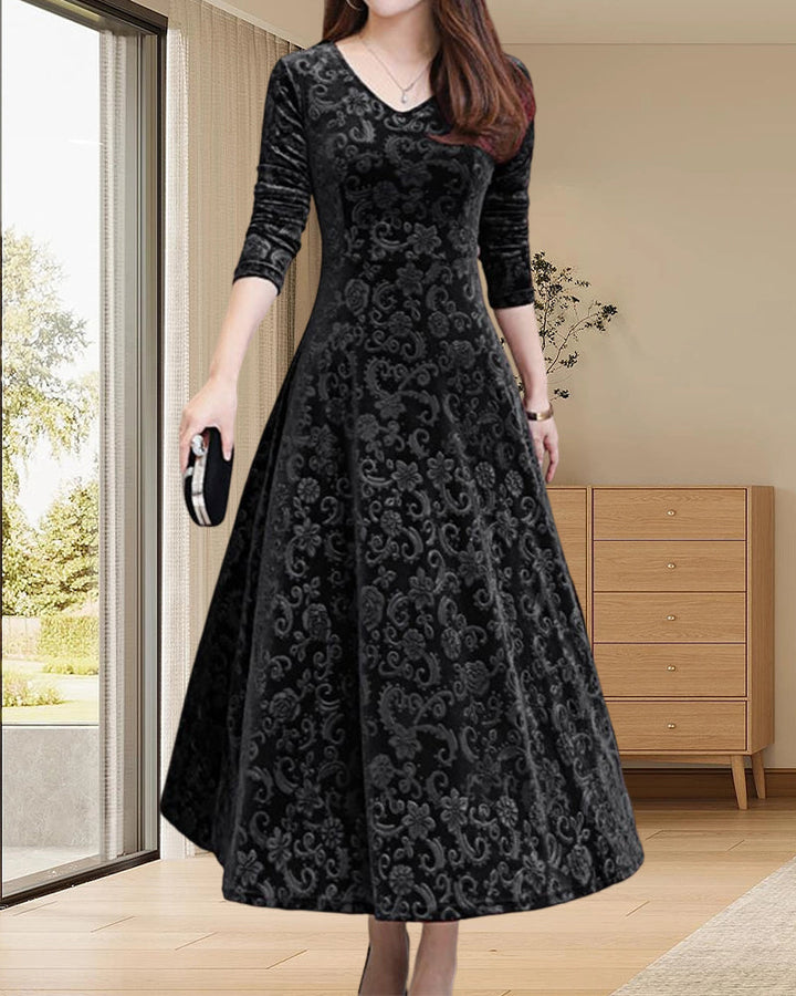 Midikleid aus Samt mit langen Ärmeln – Selina