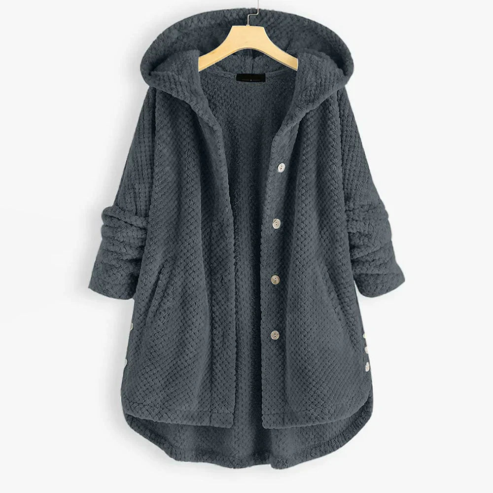 Trendy fleecejakke med hætte og trendy snit - FleeceLux
