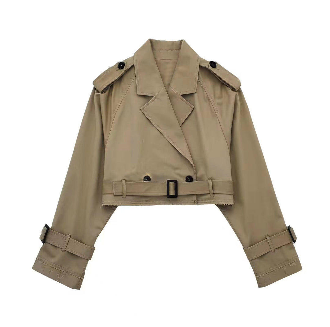 Trendige Kurze Damen-Trenchcoat mit Gürtel – Amelie