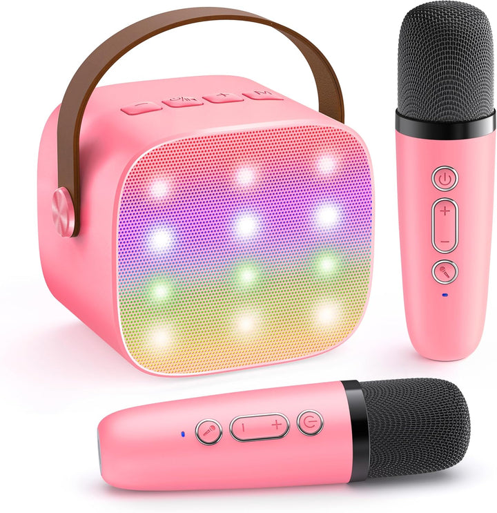 Portable Mini Karaoke Machine with Bluetooth Speaker and 2 Wireless Microphones – Veylo