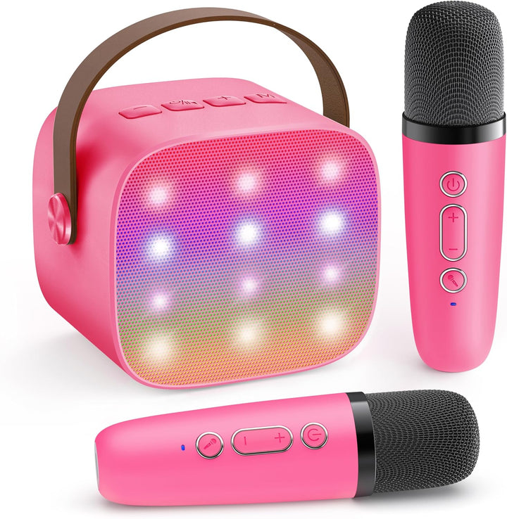 Portable Mini Karaoke Machine with Bluetooth Speaker and 2 Wireless Microphones – Veylo