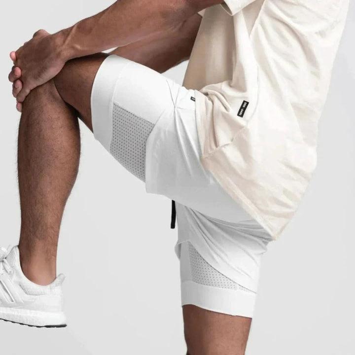 2-i-1 herre sportsshorts åndbare med indershorts træning - Noah