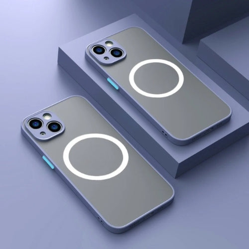 Mattes magnetisk mobilcover med Magsafe og faldbeskyttelse – 1+1 GRATIS