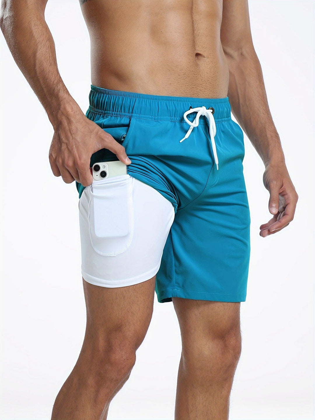 Hurtigtørrende herre bade-shorts med stretch og mobiltelefonlomme – Jonas