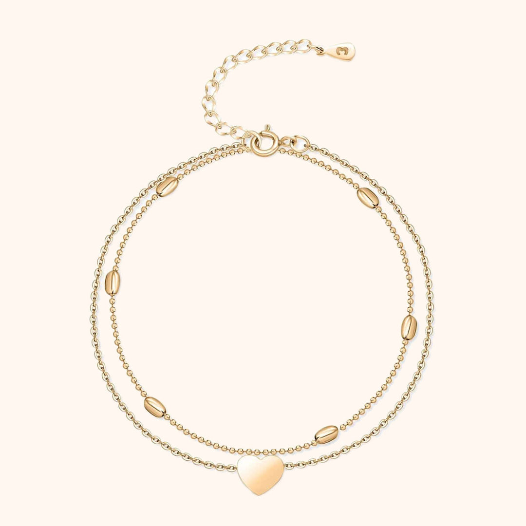 Stylish Heart Ankle Bracelet – Fiora