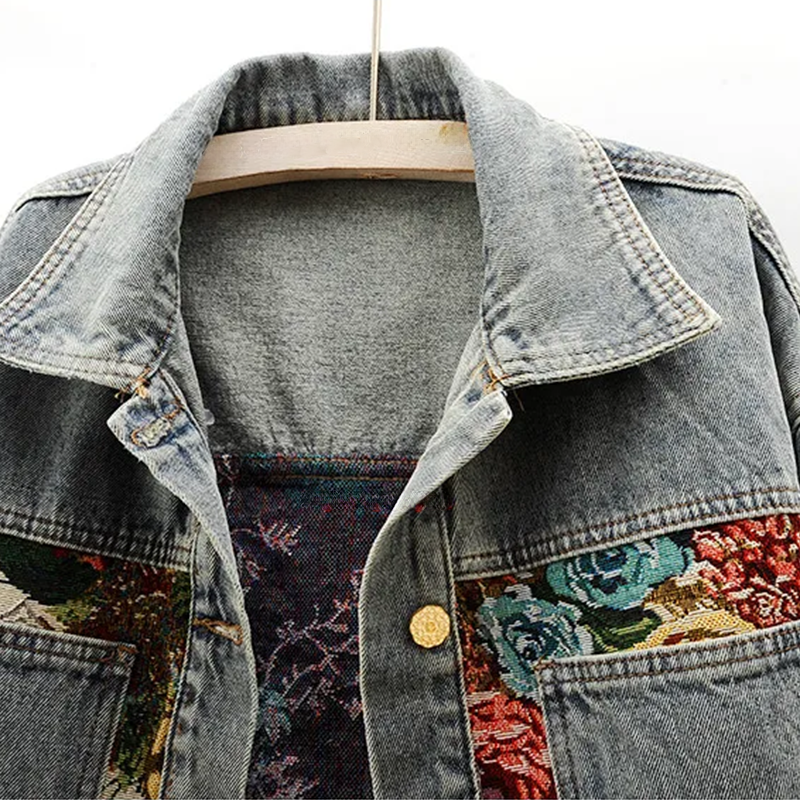 Trendy Floral Denim Jacket for Women – Amaline