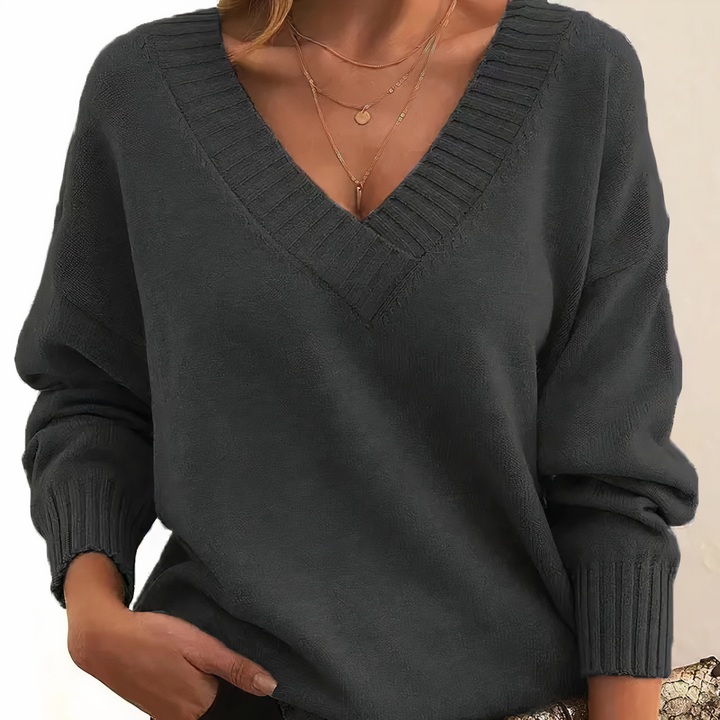Kaschmir Damen Pullover mit V-Ausschnitt – Amira Herbstzauber