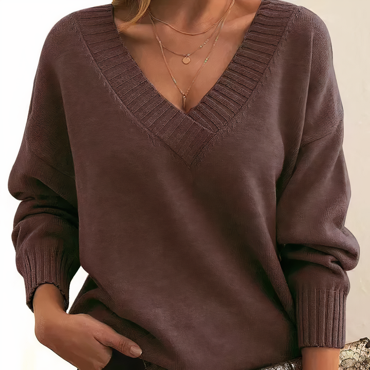 Kaschmir Damen Pullover mit V-Ausschnitt – Amira Herbstzauber