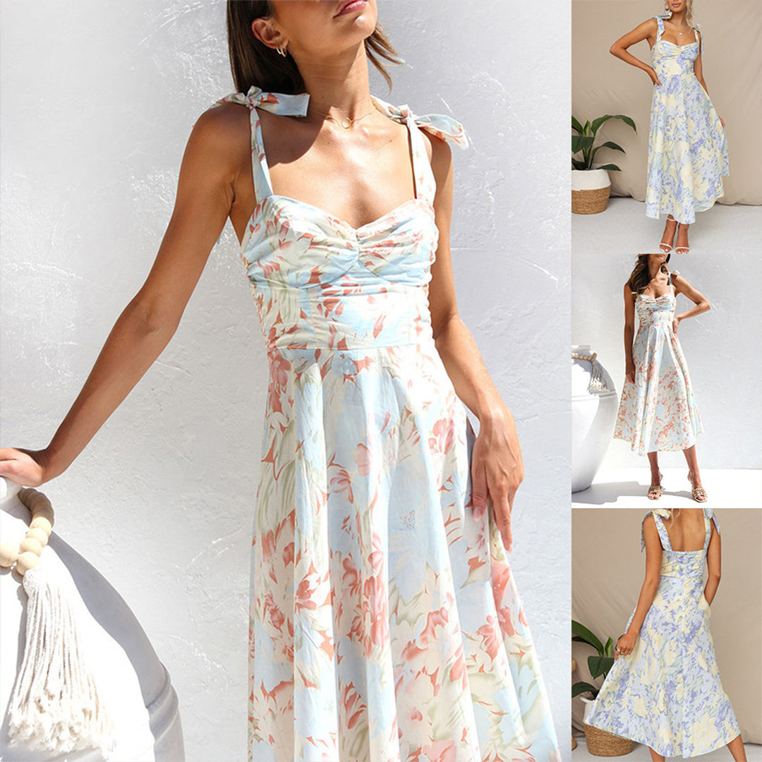 Blomster midi-kjole i let stof – Alina