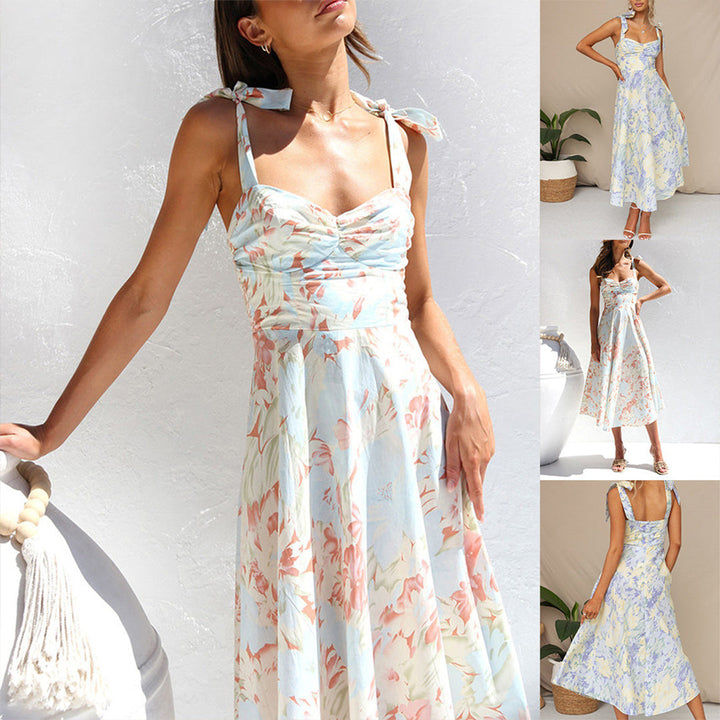 Blomster midi-kjole i let stof – Alina
