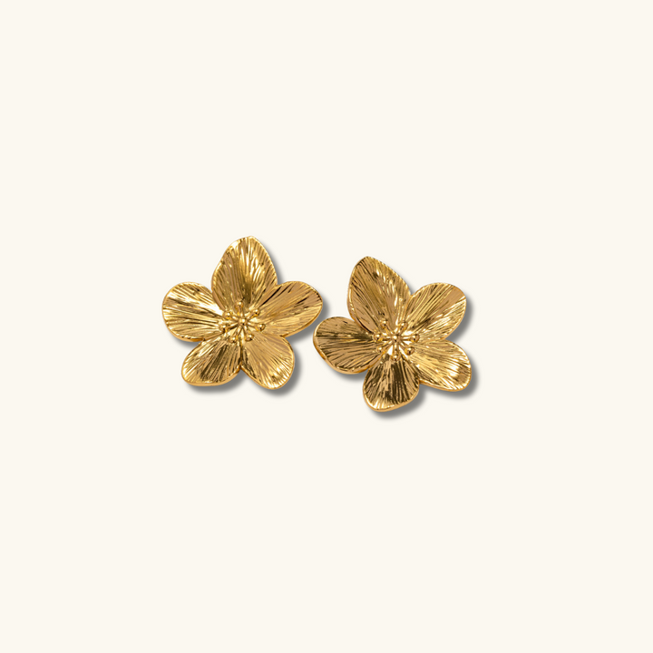 Flower-shaped Golden Earrings - Elara