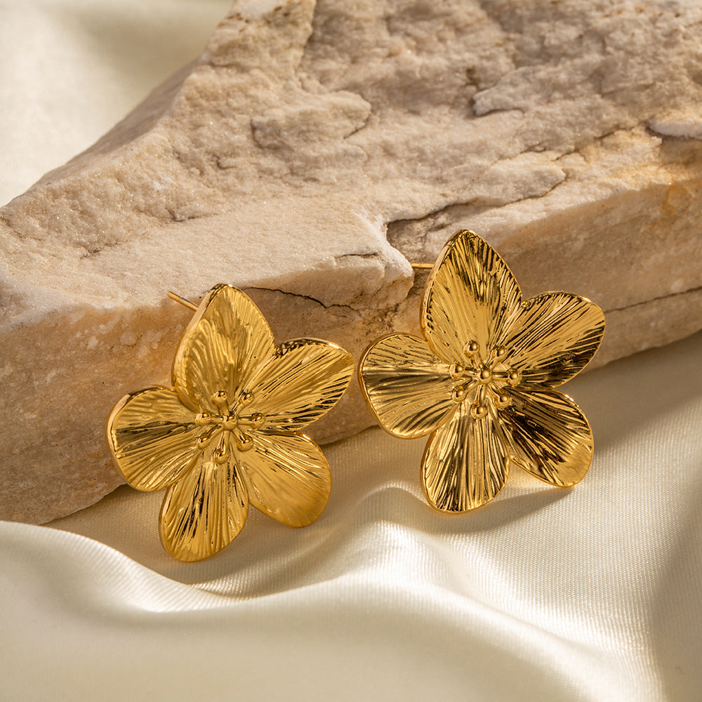 Flower-shaped Golden Earrings - Elara