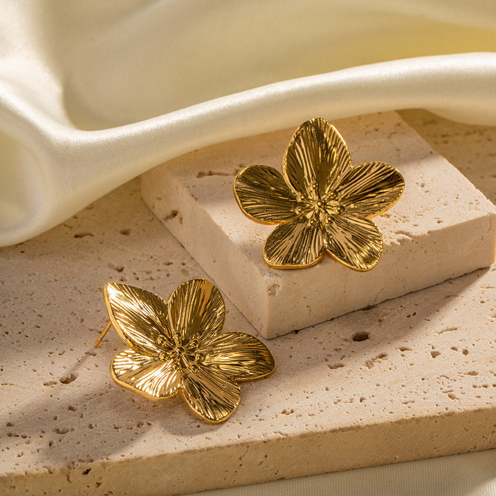 Flower-shaped Golden Earrings - Elara