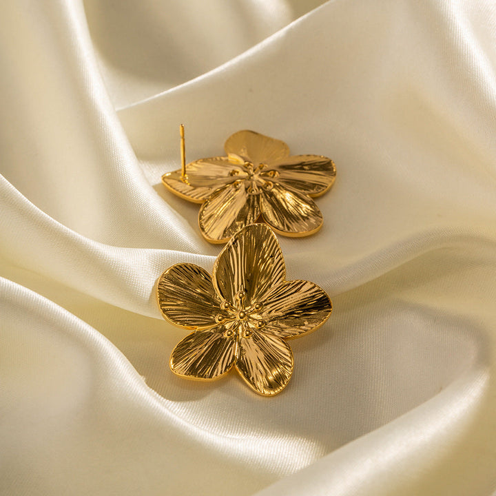 Flower-shaped Golden Earrings - Elara