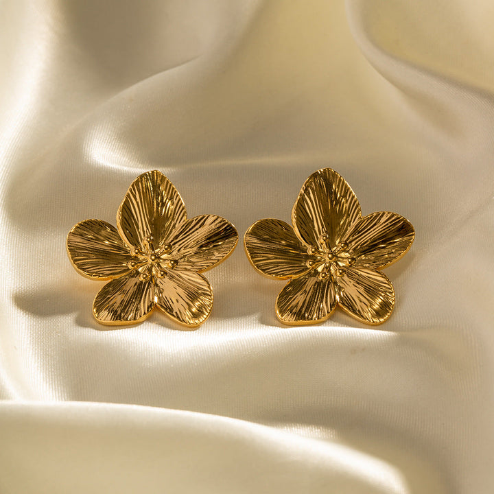 Flower-shaped Golden Earrings - Elara