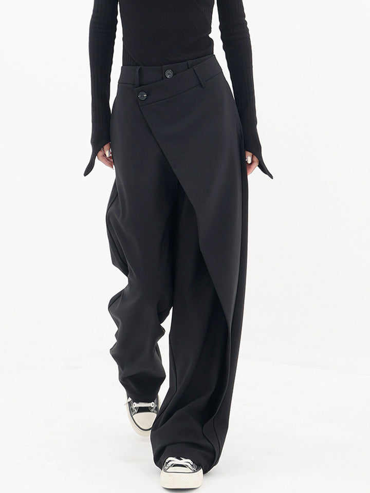 Asymmetrical Wide Women's Pants with Double Knot – Noa