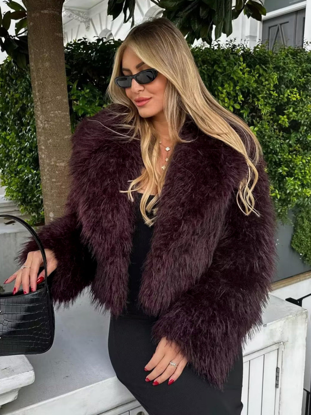 Fluffy Faux Fur Short Jacket - Lina