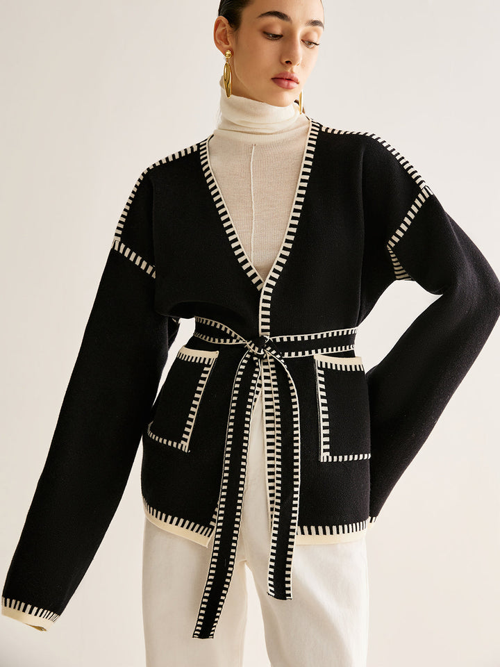 Bound women's cardigan with belt – Celine