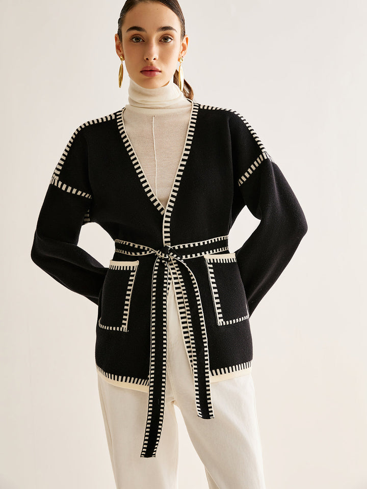Bound women's cardigan with belt – Celine