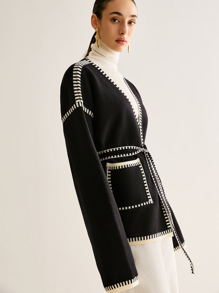 Bound women's cardigan with belt – Celine