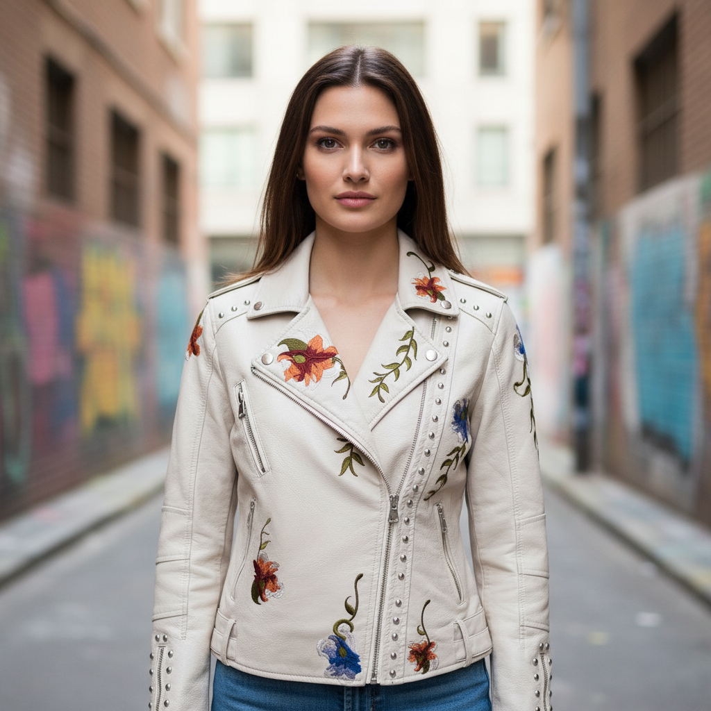 Bikerjacke Aus Leder -  Martina