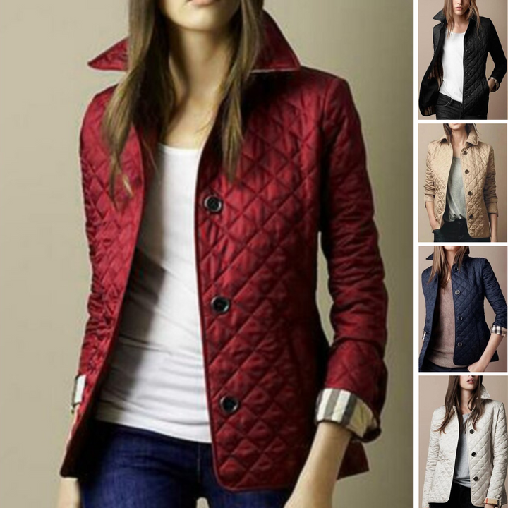 Chaqueta de entretiempo acolchada para mujer con cierre de botones – Armina